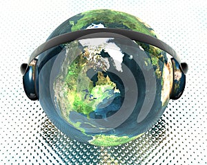 Globe with headphone