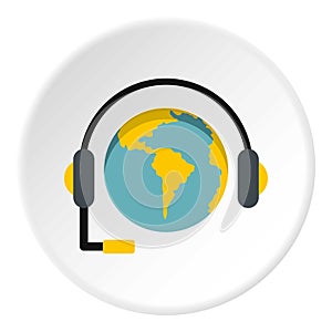 Globe with headset icon circle