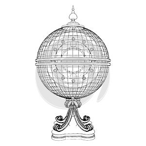 Globe Horoscope Decoration Vector. Illustration Isolated On White Background. A vector illustration