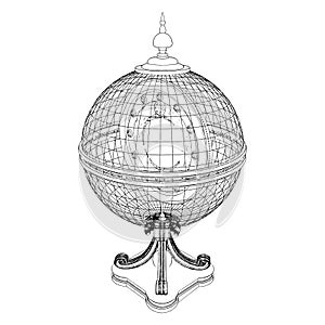 Globe Horoscope Decoration Vector. Illustration Isolated On White Background. A vector illustration