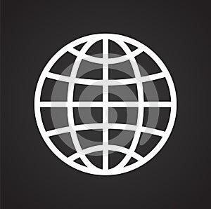 Globe icon on black background for graphic and web design, Modern simple vector sign. Internet concept. Trendy symbol for website