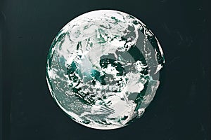 Globe icon on dark background .