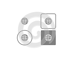 World wide web concept globe icon set. Planet web symbol set. Globe icons for websites. Globe symbol web icon set with www sign