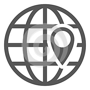 Globe icon with geo marker. World location pointer