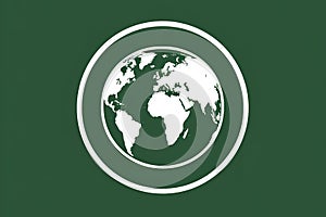 Globe icon on green background with copy space.