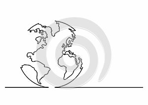 Globe icon in line art style. Planet Earth icon. Continuous line drawing. Single, unbroken line drawing style photo