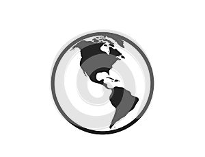 globe icon. Occident, western hemisphere of the planet earth. isolated vector image photo