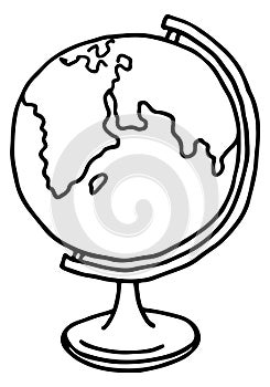 Globe icon. School geography tool. World map