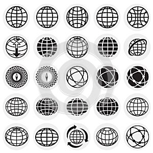 Globe icon set on circles background for graphic and web design, Modern simple vector sign. Internet concept. Trendy symbol for