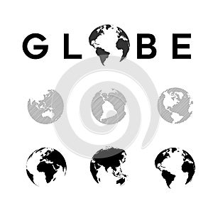 globe icon set collection