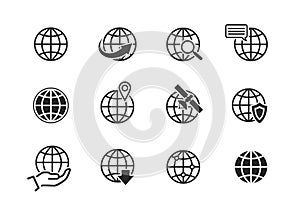 Globe icon set. globe earth vector icons for web