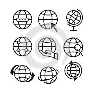 Globe icon set vector logo design template flat style