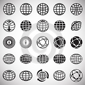 Globe icon set on white background for graphic and web design, Modern simple vector sign. Internet concept. Trendy symbol for