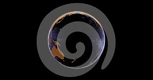 Globe icon with smooth shadows and white map of the continents of the world. loop 3d animation