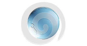 Globe icon with smooth shadows and white map of the continents of the world. loop 3d animation