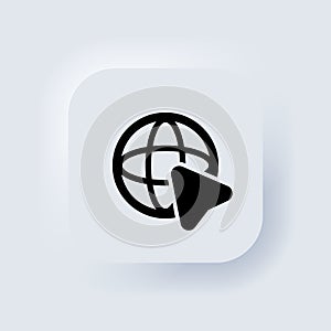 Globe icon. Website. Neumorphic UI UX white user interface web button. Neumorphism. Vector EPS 10