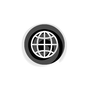 globe icon www sign world wide web round black background