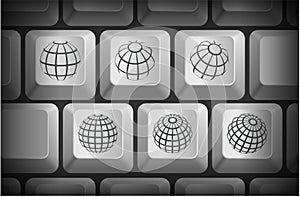 Globe Icons on Computer Keyboard Buttons