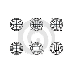 Globe Illustrations with Coordinate Grid and Arrows