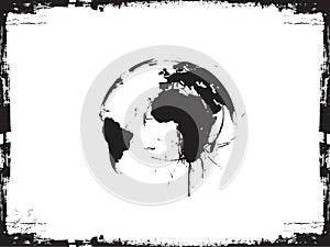 Globe ink splatter vector illustration.