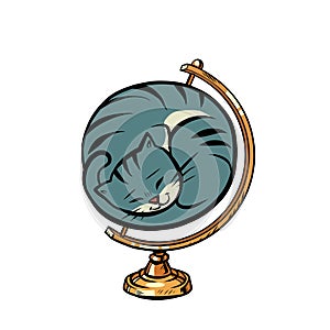 Globe international the cat is curled up in a ball and sleeps