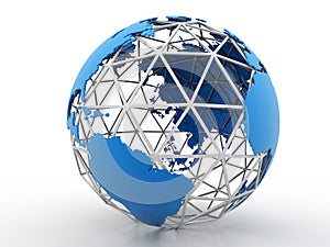 Globe internet connecting. 3d render