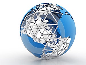 Globe internet connecting. 3d render