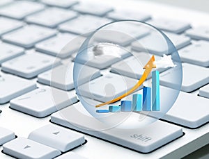 Globe on a laptop keyboard