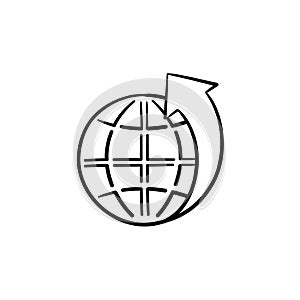 Globe with latitudes hand drawn sketch icon.