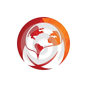 Globe leaf logo icon vector. Earth and leaf logo