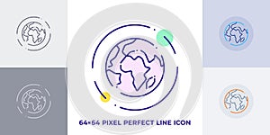 Globe line art vector icon. Outline symbol of world. Planet Earth pictogram made of thin stroke