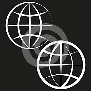 Globe line icons. World map spheres. International symbols. Vector illustration. EPS 10.