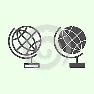 Globe line and solid icon. Planet Earth for schools studying outline style pictogram on white background. World sphere