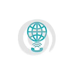 Globe link logo, concept app social global network technology element