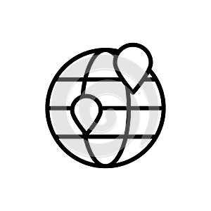 Globe, location pin icon. Simple line, outline vector elements of camping icons for ui and ux, website or mobile application