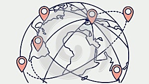 Globe with Location Pins Vector, Global Network, vector design Generative AI