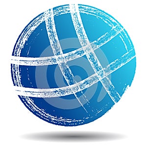 Globe logo brush stroke blue