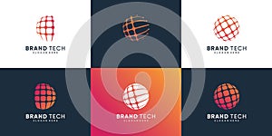 Globe logo collection with technology concept Premium Vector part 1
