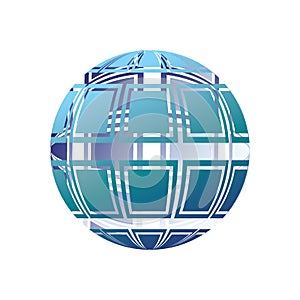 Globe logo element with geometrical design. Vector illustration decorative design