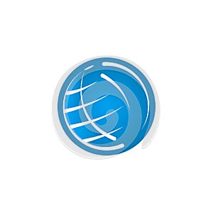 Globe logo concept in blue, vector illustration template