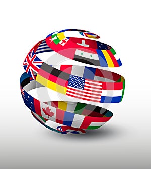Globe made of a strip of flags.