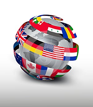 Globe made of a strip of flags.