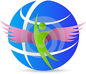 Globe man with wings