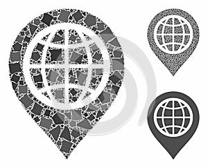 Globe map marker Composition Icon of Inequal Elements