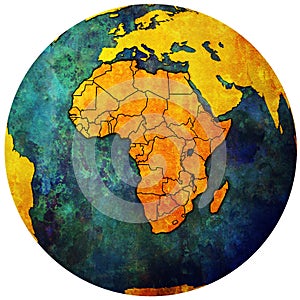 globe map with political map of africa