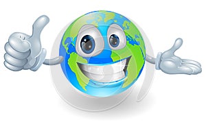 Globe mascot giving a thumbs up