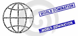 Globe Mosaic and Grunge Rectangle World Domination Seals