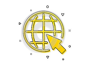 Globe with mouse cursor icon. World sign. Vector