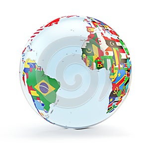 Globe with national flags
