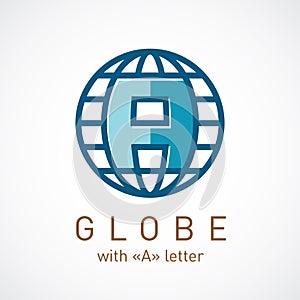 Globe net with A letter inside sign.